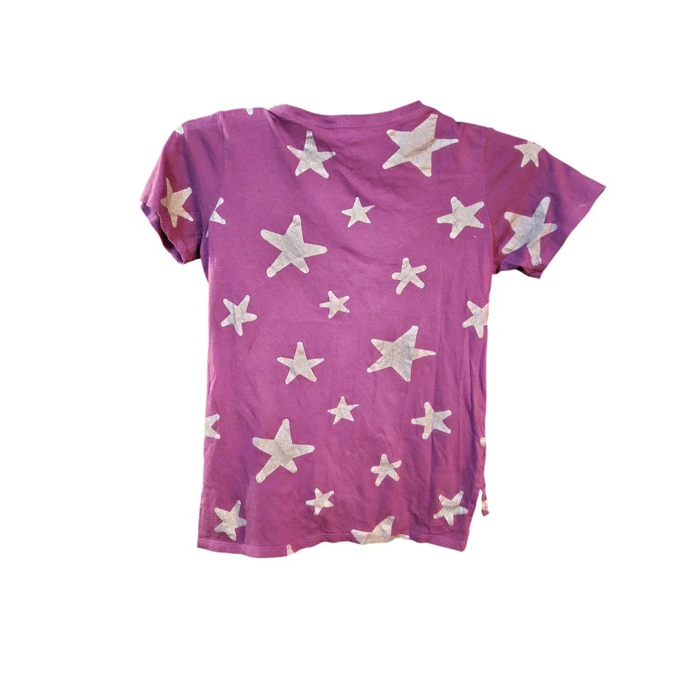 Kids Converse Purple Star Print T Shirt Short Sleeve‎ Crew Neck Top Size M